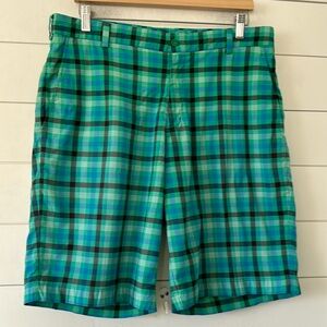 NIKEGOLF Size 34 Dri Fit Plaid  Flat Front 10.5 Inseam